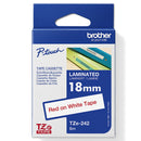 Brother TZE-242 Laminated Labelling Tape 18mm Red On White