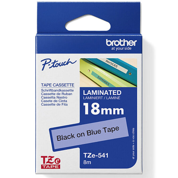 Brother TZE-541 Laminated Labelling Tape 18mm Black On Blue