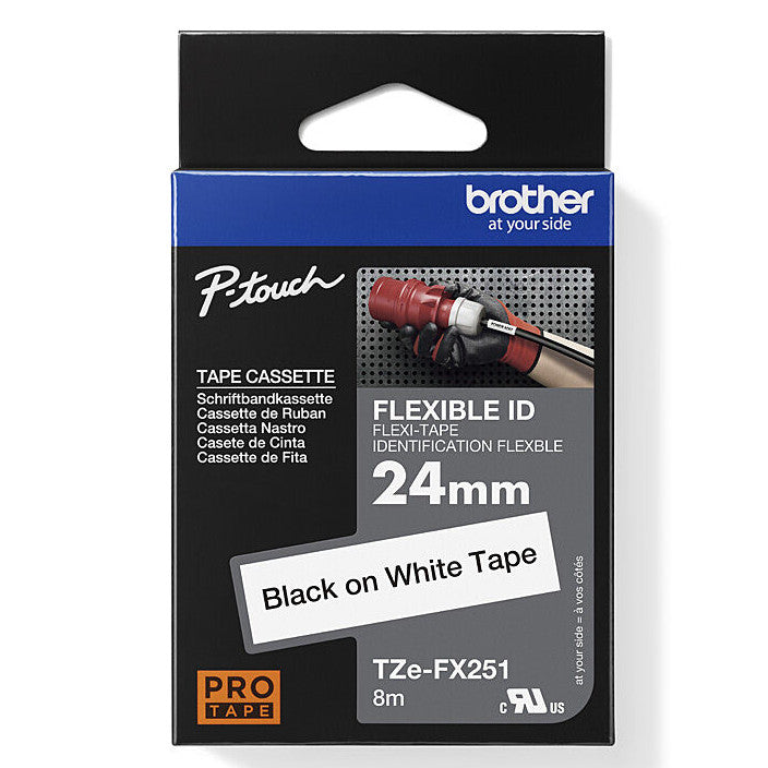 Brother TZE-FX251 Flexible Labelling Tape 24mm Black On White