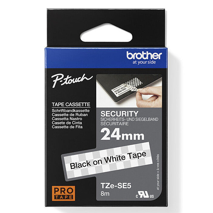 Brother TZE-SE5 Strong Adhesive Security Tape 24mm Black On White