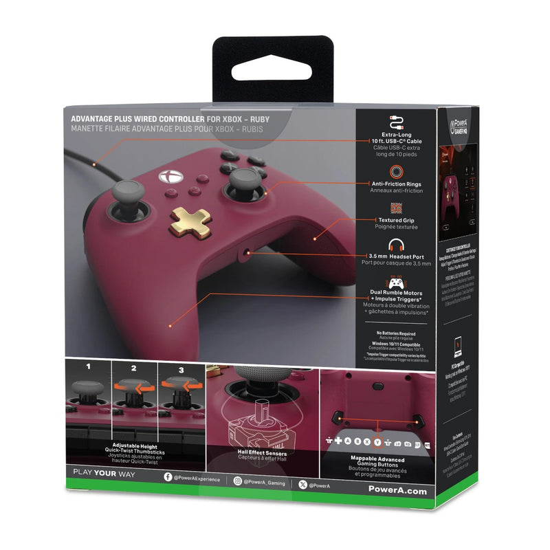 PowerA Advantage Plus Wired Controller for Xbox Series X|S Ruby