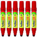 Artline 110 Permanent Marker 4mm Bullet Nib Red Box 6