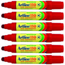 Artline 110 Permanent Marker 4mm Bullet Nib Red Box 6