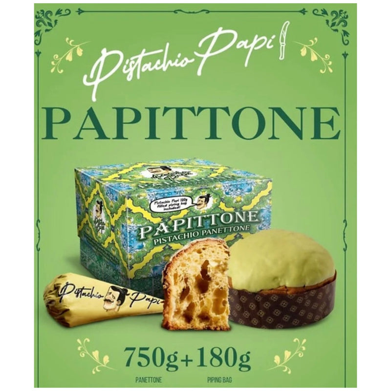Pistachio Papi Papittone Pistachio Panettone 750g with 180g Piping Bag Gift Box
