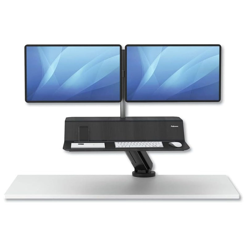 Fellowes Lotus RT Sit Stand Workstation Dual Monitor Black