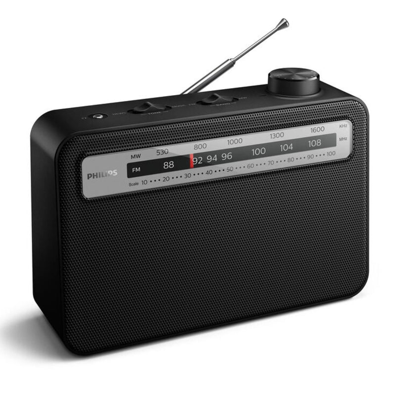 Philips Portable AM/FM Radio Clock Black