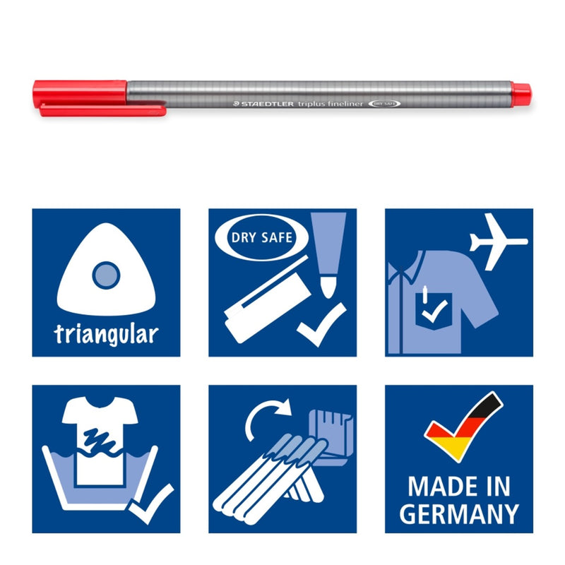 Staedtler Triplus Coloured Fineliner Pens 0.3mm Assorted Box of 36