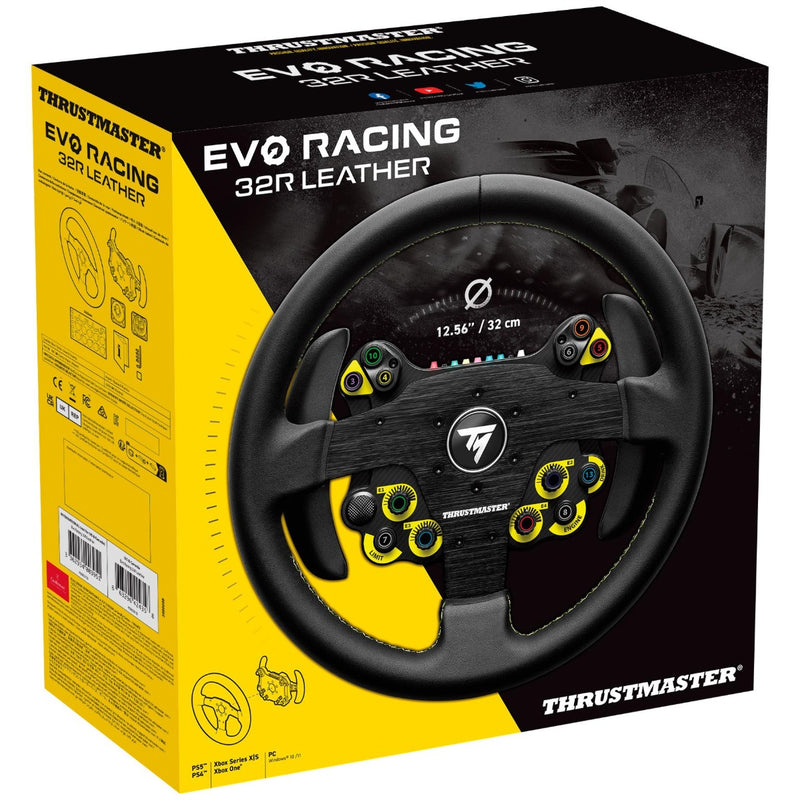 Thrustmaster EVO Racing 32R Leather, Round Leather-Wrapped Wheel Rim & Detachable Hub