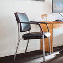 Buro Lindis 4 Leg Chair Black Powdercoat Frame With Arms Dillon PU Black