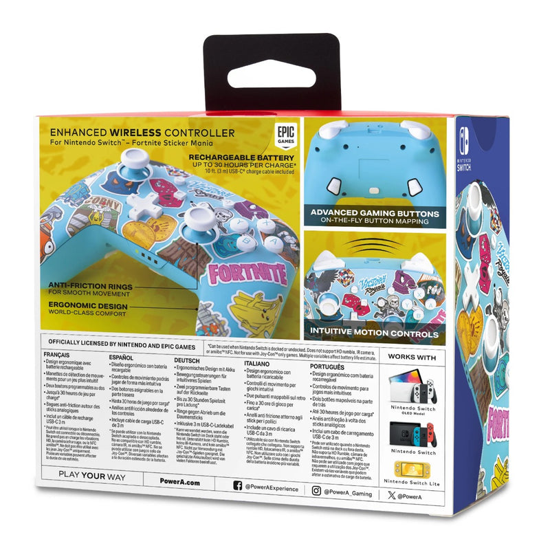 PowerA Enhanced Wireless Controller for Nintendo Switch Fortnite Sticker Mania