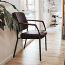 Buro Lindis 4 Leg Chair Black Powdercoat Frame With Arms Dillon PU Black