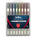 Artline 210 Fineliner Brights Pen 0.6mm Fibre Assorted Wallet 8