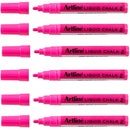 Artline Liquid Chalk Marker Bullet Nib Dry Wipe Pink Pack 6