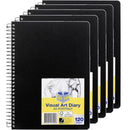 Spirax P705 Visual Art Diary A5 120 Page Black Cover 120 Page Spiral 5 Pack