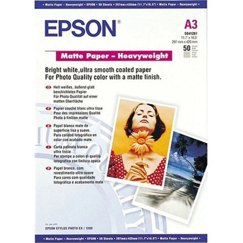 Epson Inkjet Paper Heavyweight Matte 167Gsm A3 Pack 50