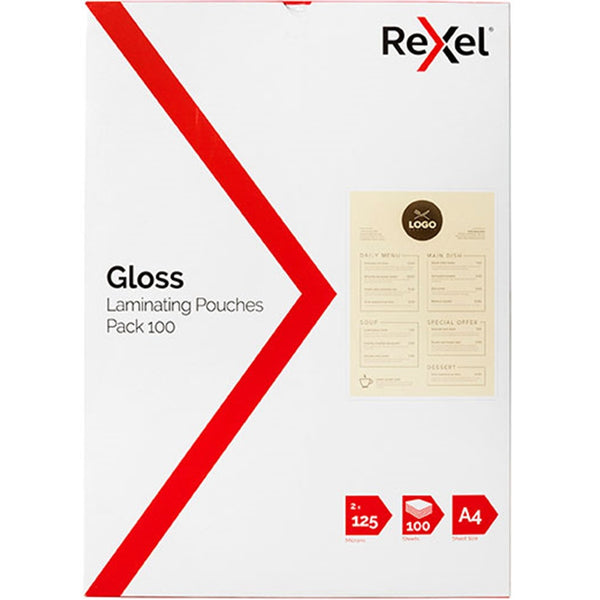 Rexel Laminating Pouch 125 Micron A4 Clear Pack 100