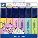 Staedtler Textsurfer Pastel Colours Classic Highlighters Pack 6 Wallet