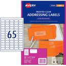 Avery 936009 J8551 Address Label Frosted Clear Inkjet 65Up Clear Pack 25