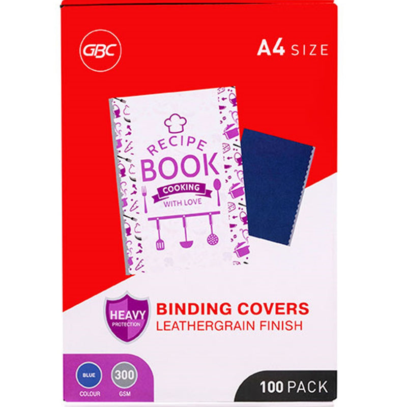 GBC Ibico Binding Cover Leathergrain 300GSM A4 Blue Pack 100