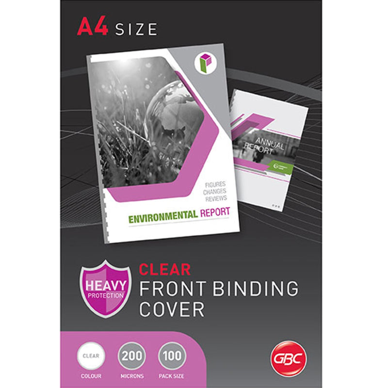 Gbc Ibico Binding Cover 200 Micron A4 Clear Pack 100