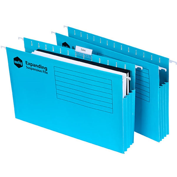Marbig Expanding Suspension Files Foolscap Blue Box 20