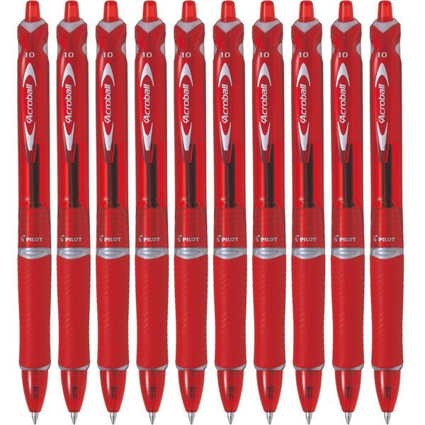Pilot Acroball Retractable Ballpoint Pen 1.0mm Medium Red Box 10
