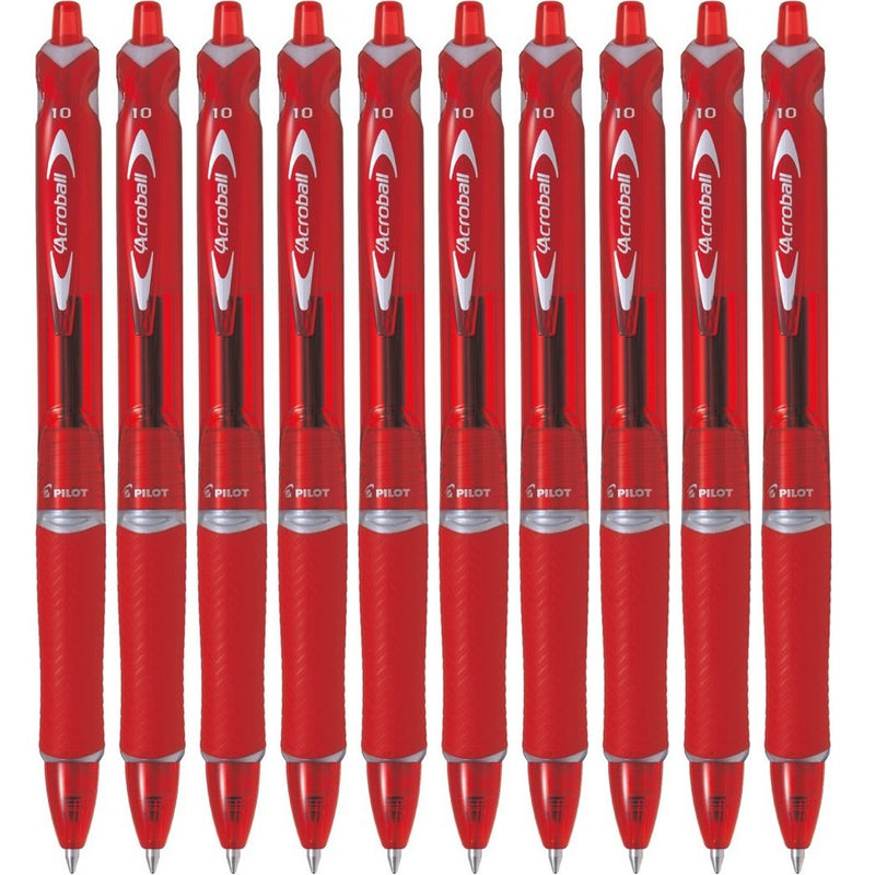 Pilot Acroball Retractable Ballpoint Pen 1.0mm Medium Red Box 10