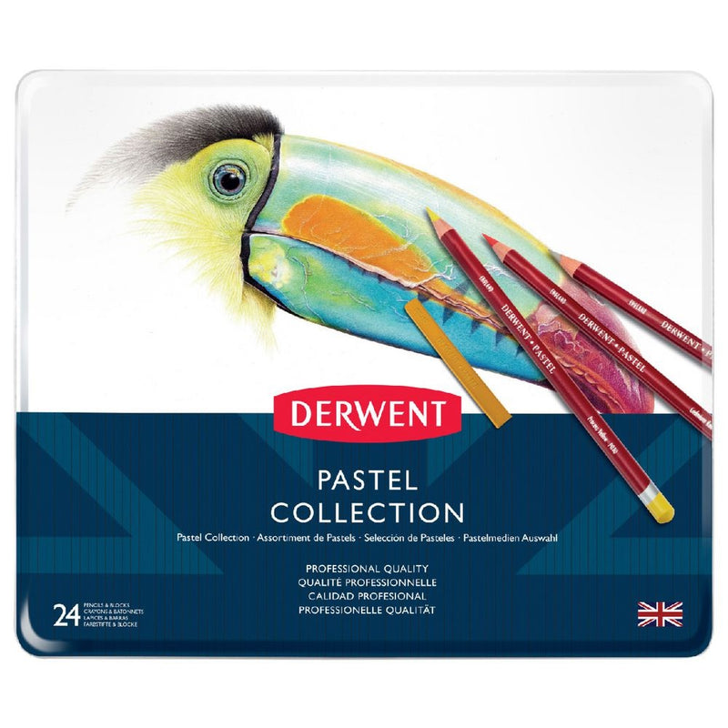 Derwent Pastel Coloured Pencils Blocks Collection 24 Tin Set