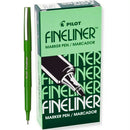 Pilot Original Fineliner Pen Marker 0.4mm Green Box 12