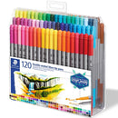 120 Staedtler Twin Tip Double Sided Fiber Pens Markers Pack Assorted Colours
