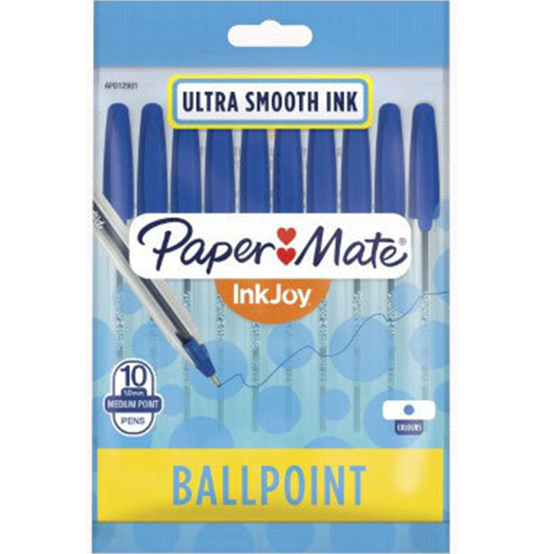 Papermate Inkjoy 100 Ballpoint Pen Medium 1.0mm Blue Pack 10