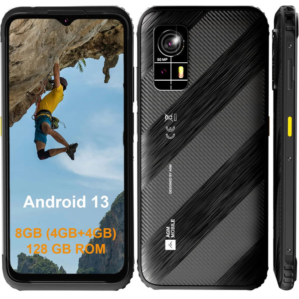 AGM H6 Rugged Ultra Slim Mobile Phone Dual Sim 128GB/4GB 6.5" Black