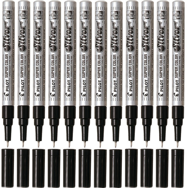 Pilot Permanent Marker Extra Fine Silver Box 12