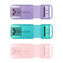 Verbatim Pop Up Slide USB Stick Drives 32gb Assorted Pastel Colours 3 Pack