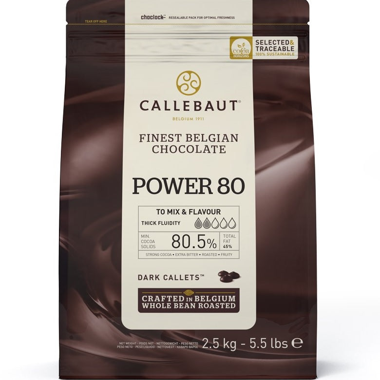 Callebaut Dark Chocolate Couverture Powerful Power 80 Callets 2.5kg Bag