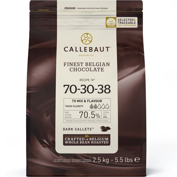 Callebaut Dark Chocolate Couverture Callets 70-30-38 2.5kg Bag