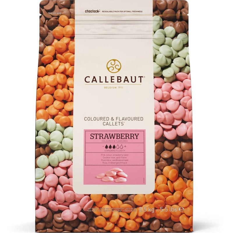 Callebaut Strawberry Coloured & Flavoured Chocolate Callets 2.5kg