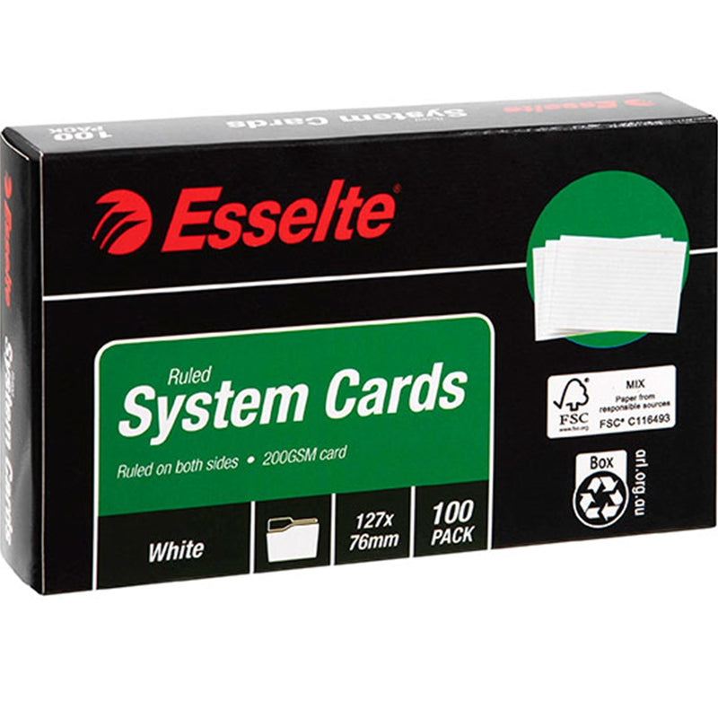Esselte Ruled System Cards 76x127mm White Pack 100