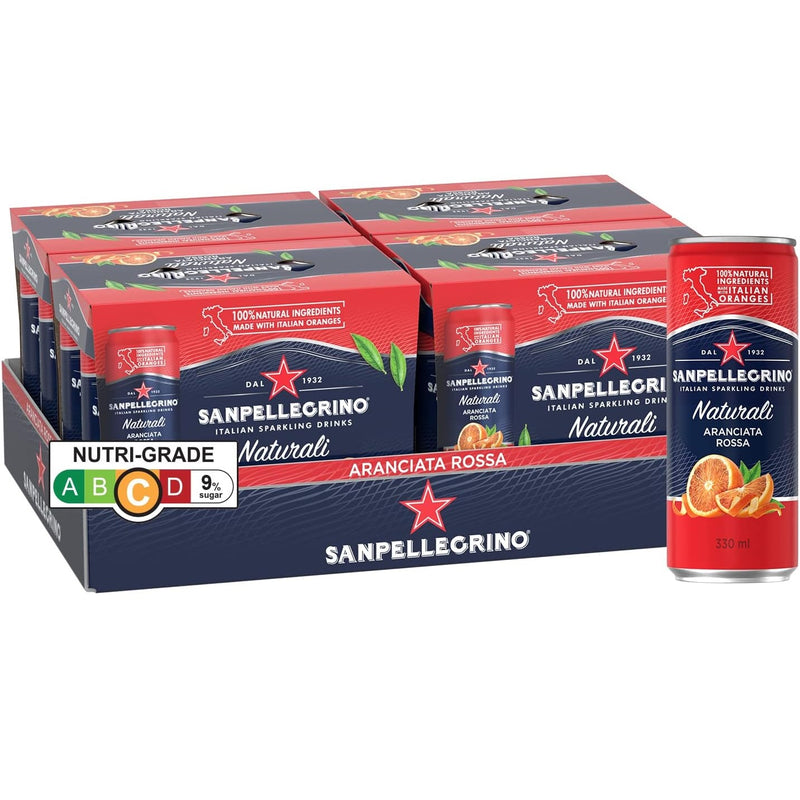 San Pellegrino Aranciata Rossa Blood Orange 330mL Slim Can Sparkling 24 Pack S. Pellegrino