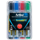 Artline 577 Whiteboard Marker 2mm Assorted Colours Wallet 4 Hard Case