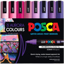 Uni POSCA PC-5M Paint Markers Bullet Tip Medium Aurora Pink Purple 8 Colour Pack