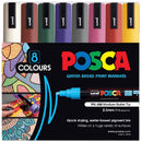 Uni POSCA PC-5M Paint Markers Bullet Tip Medium Dark Colours 8 Colour Pack