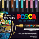 Uni POSCA PC-5M Paint Markers Bullet Tip Medium Metallic Colours 8 Colour Pack