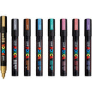 Uni POSCA PC-5M Paint Markers Bullet Tip Medium Metallic Colours 8 Colour Pack