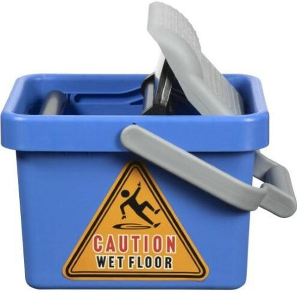 Cleanlink Mop Bucket Plastic Wringer 9 Litre Blue 12083 - SuperOffice