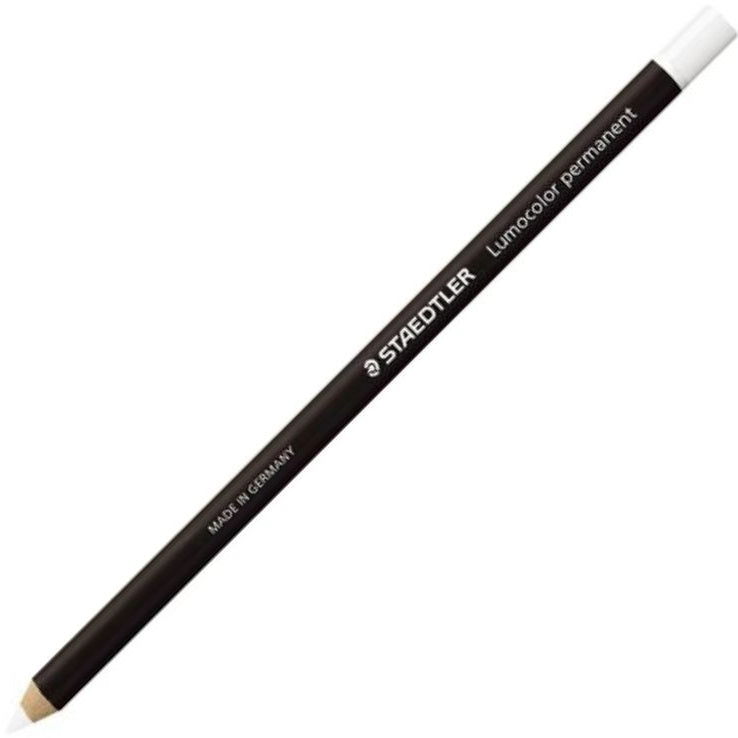 Staedtler 108 Lumocolor Permanent Glasochrom Pencils White Box 12