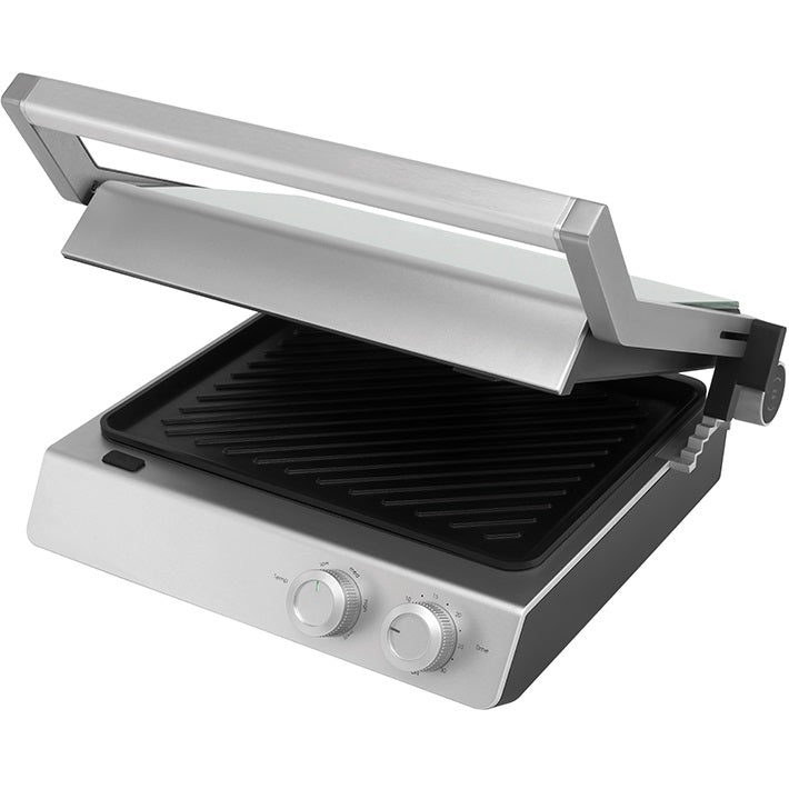 Nero Deluxe Sandwich Press Toaster Contact Grill 4 Slice Grooves with Timer