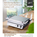 Nero Deluxe Sandwich Press Toaster Contact Grill 4 Slice Grooves with Timer
