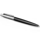 Parker Jotter Ballpoint Pen Bond Street Black Chrome Trim Medium Nib Blue