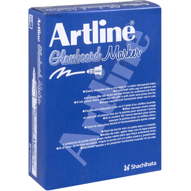 Artline Glass Marker Removable 2mm Bullet Tip White Box 12